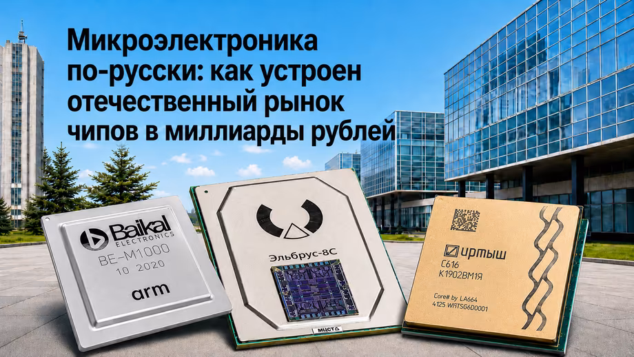 Три микросхемы с названиями и логотипами оборудования
