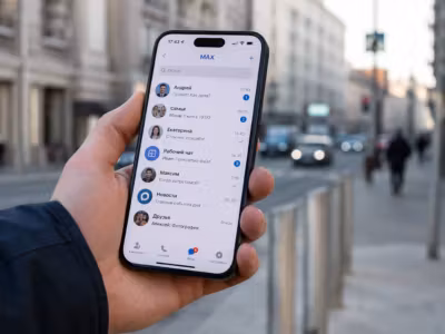 Мобильный телефон с приложением Мессенджер Max
