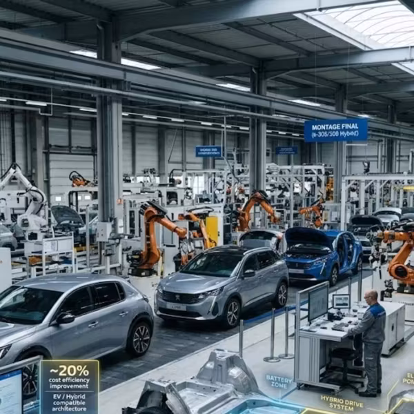 Производственная линия автоматической сборки автомобилей Peugeot из статьи