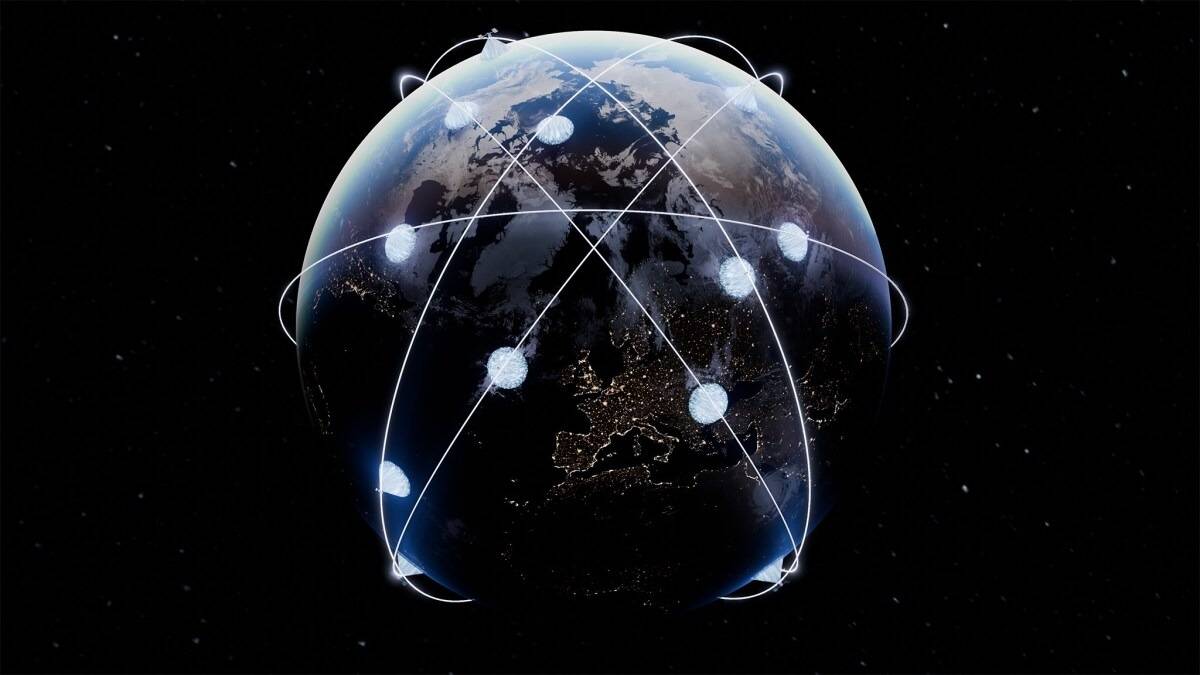 Глобус Земли с линиями и точками связи для ИИ-системы NASA FAME