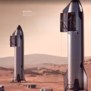 Две ракеты Starship на марсианской поверхности Марс