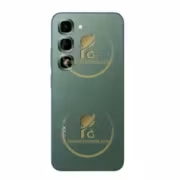 Задняя часть смартфона Infinix Hot 70 Pro 5G зеленого цвета три камеры логотипы