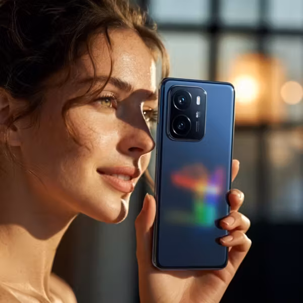 Женщина держит смартфон Realme GT 2 Pro крупным планом
