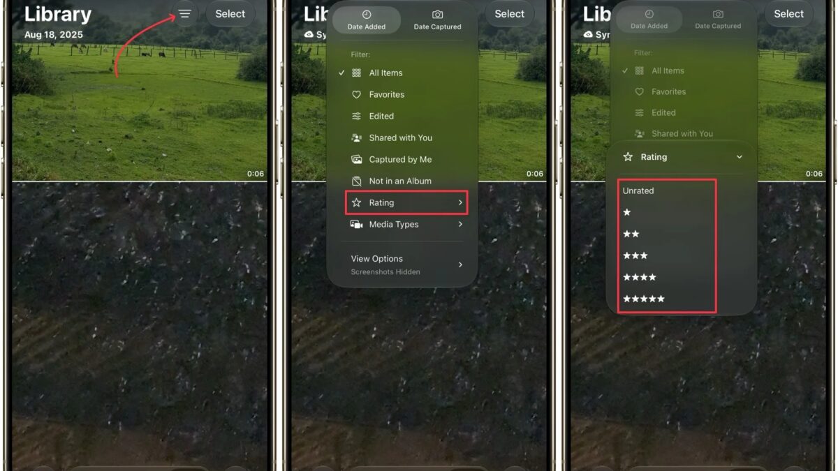Настройки оценки фотографий в iOS 27 на iPhone