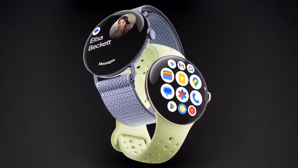 Умные часы Google Pixel Watch 5 на черном фоне