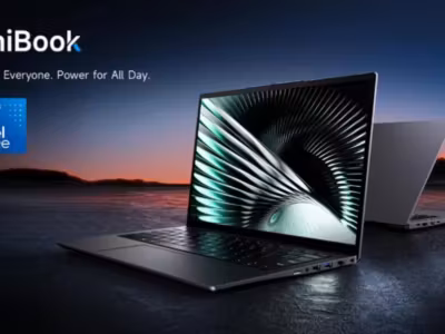 Ноутбук UniBook AI передняя часть дисплей и клавиатура