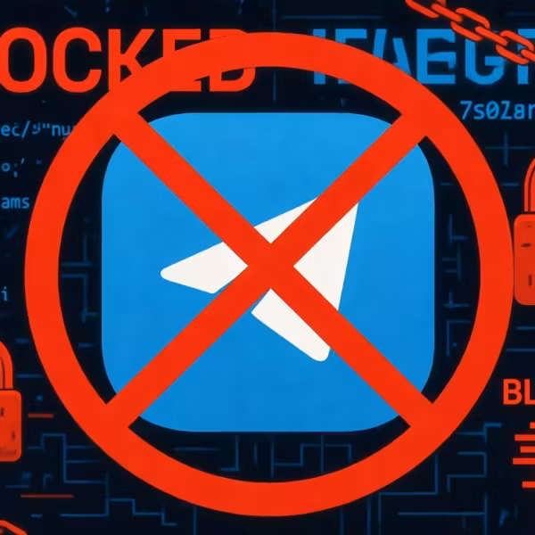 Заблокированные символы Telegram и надписи блокировки VPN