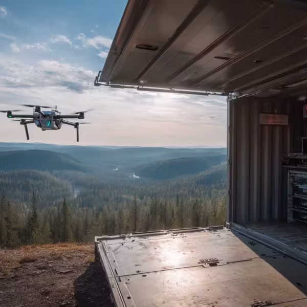 дрон DJI Matrice 300 возле станции PASECA на природе