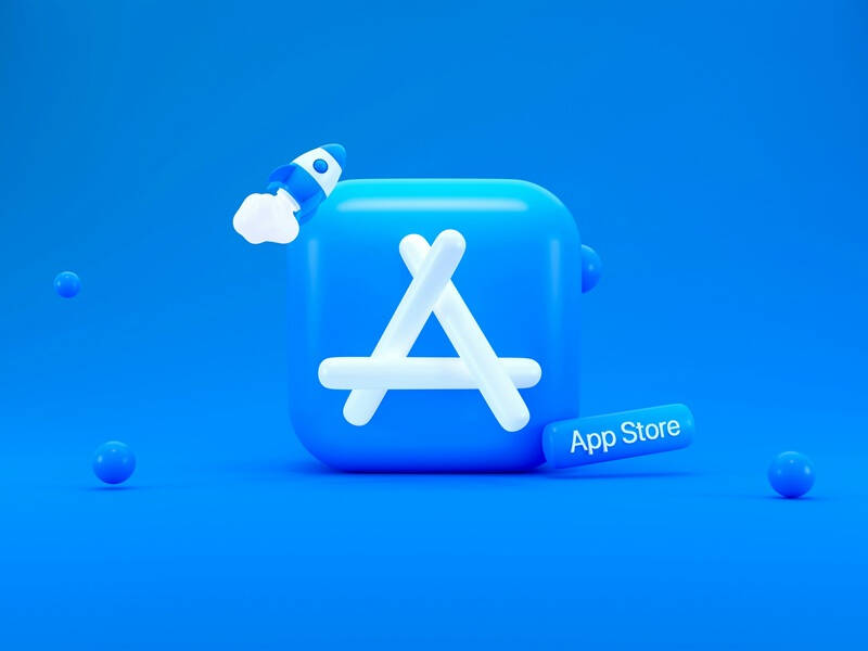 Логотип App Store на синем фоне с ракетой