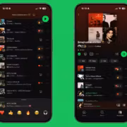 Экран смартфона с совместным плейлистом Spotify и эмодзи-реакциями