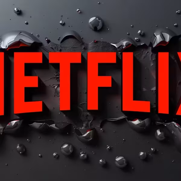 Логотип Netflix на разрушенной поверхности with тёмный фон