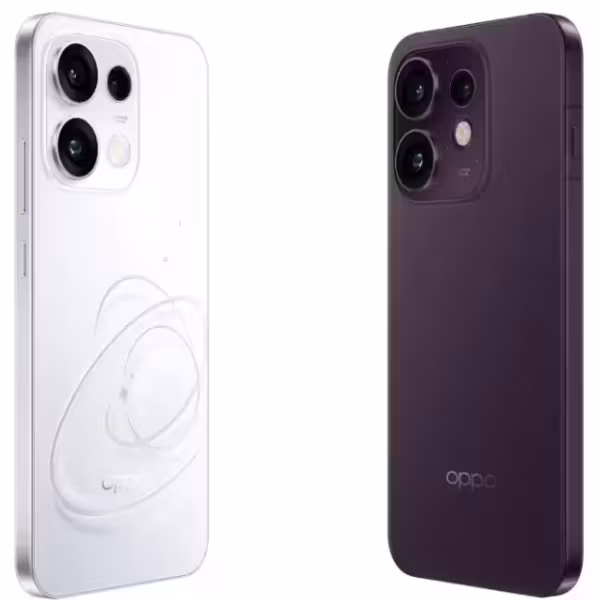 Oppo Reno 16 два телефона белый и пурпурный