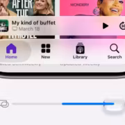 Интерфейс iOS 27 на iPhone с меню Home и медиаплеером