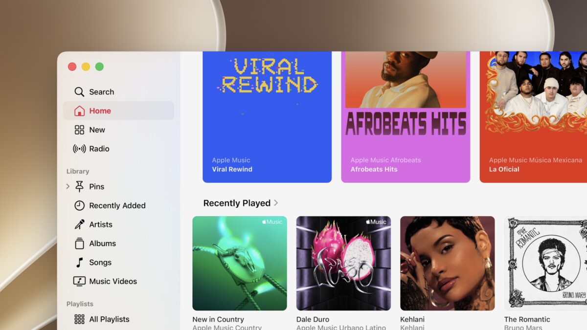 Обзор Apple Music с разделами Viral Rewind Аеорbeat Hits Mexicana La Oficial