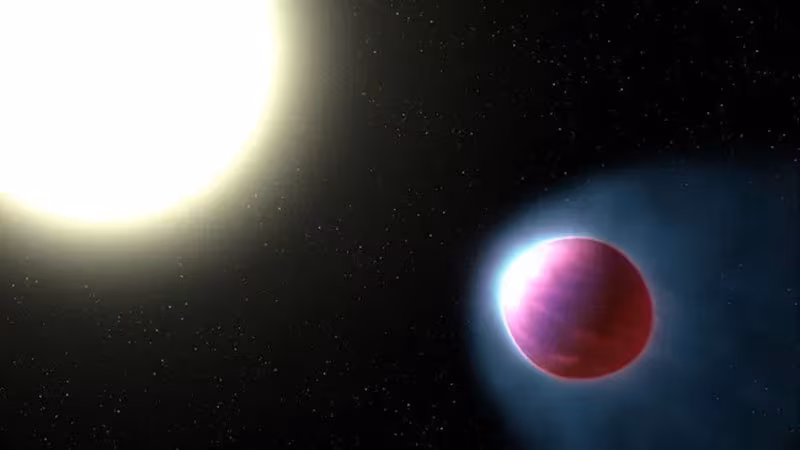 Изображение космической сцены с звездой и планетой Telescope James Webb