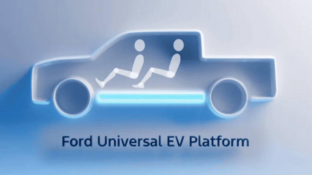 Apple Maps станет штатной навигацией в новых электромобилях Ford 1 Иллюстрация Ford Universal EV Platform схема автомобиля и человечков