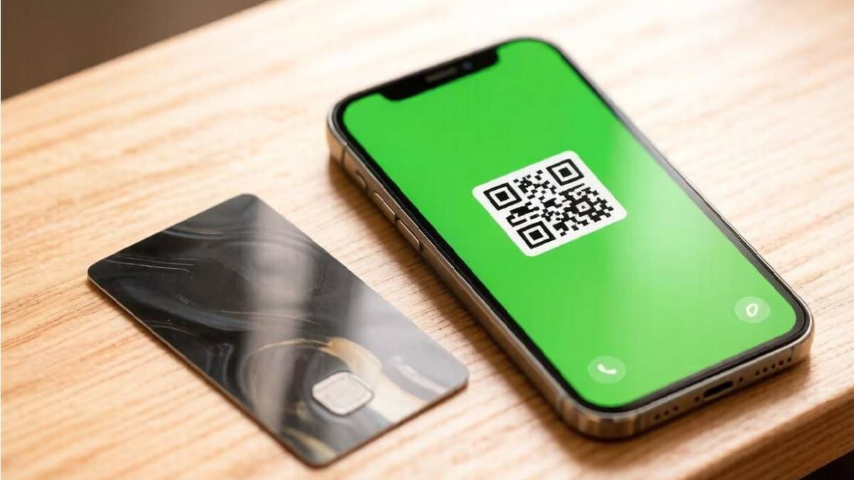 Смартфон iPhone и карта UnionPay Россельхозбанка на столе