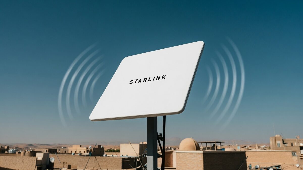 Спутниковая антенна Starlink на крыше здания