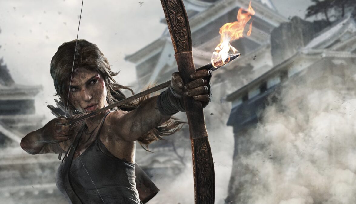 Лара Крофт с луком в боевой позе для Tomb Raider на Switch 2
