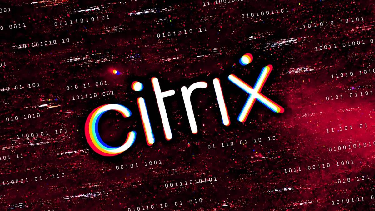 Цветная 3D графика с названием Citrix и бинарным кодом