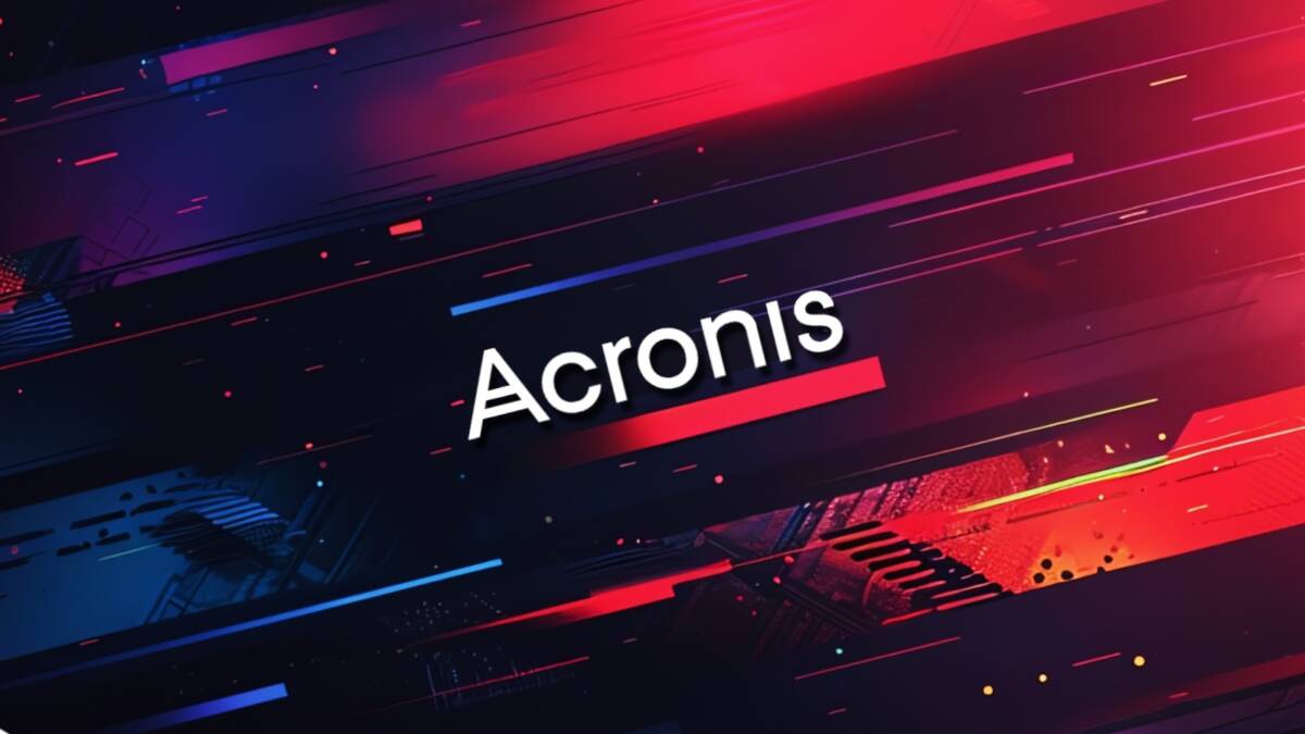 Графика с надписью Acronis и цифровыми линиями