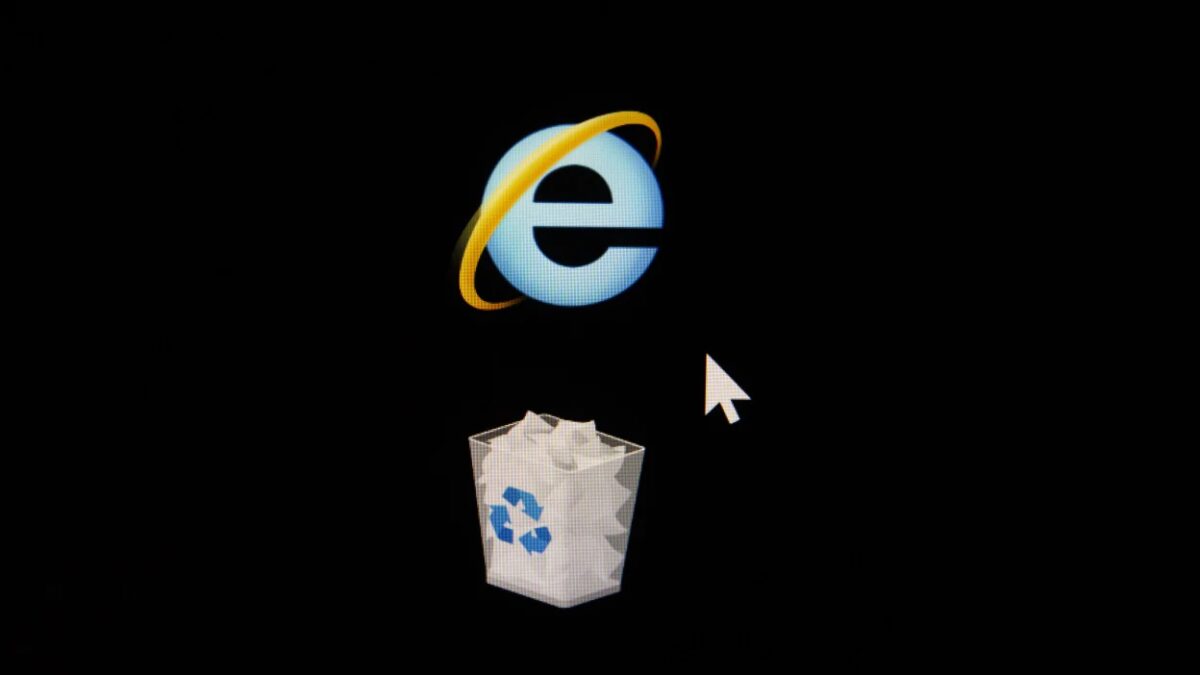 Логотип Internet Explorer и иконка корзины переработанных файлов Microsoft Edge