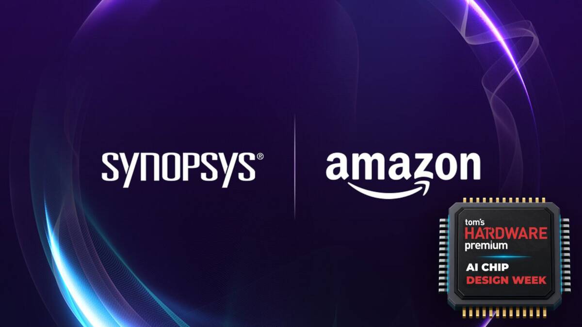 Логотипы Synopsys Amazon и чип AI Chip Design Week