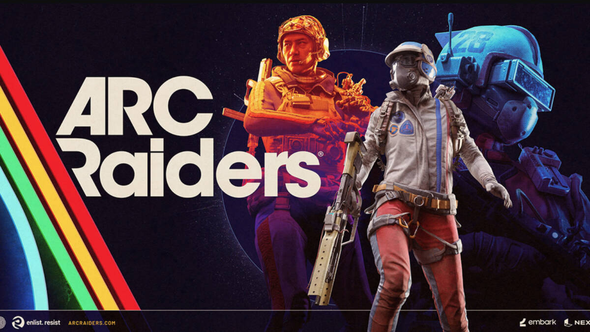 Обложка с персонажами ARC Raiders и логотип армия