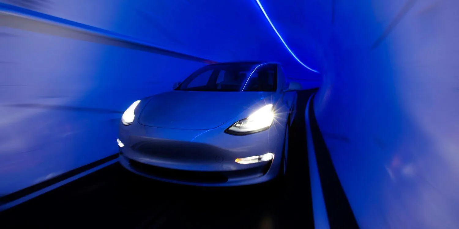 A Car Inside A Tunnel Dug By The Boring Company